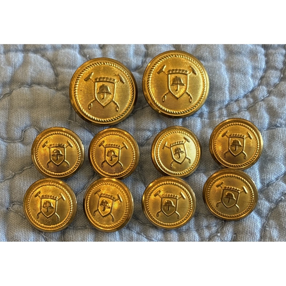 Ralph Lauren Waterbury Replacement Button Set of 10 Gold Tone Polo Shield